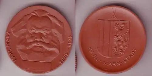 seltene braune DDR Porzellan Medaille Karl Marx 1818-1883