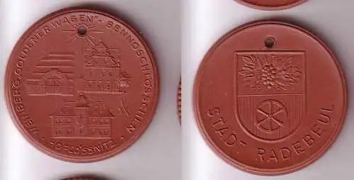 rare braune DDR Porzellanmedaille Stadt Radebeul um 1980