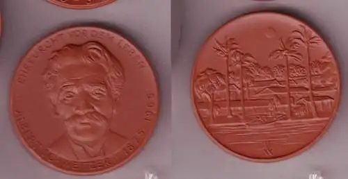 rare braune DDR Porzellanmedaille Albert Schweitzer 1875-1965