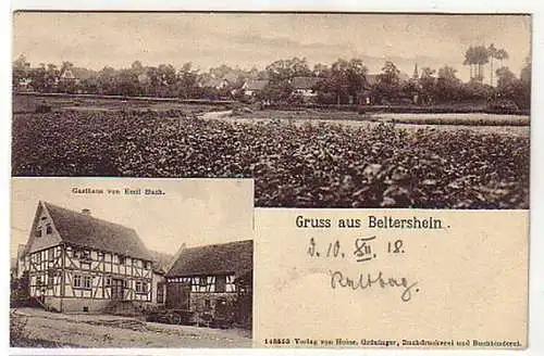02815 Ak Gruss aus Beltershein, Gasthaus, Feldpost 1918