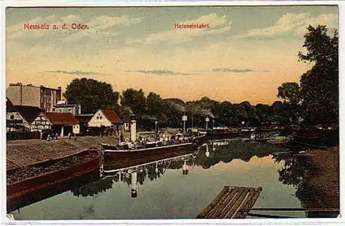 10807 Feldpost Ak Neusalz a.O. Hafeneinfahrt 1916