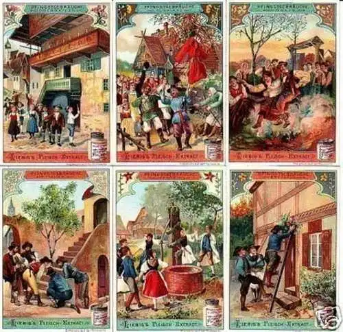 Liebig Serie kpl. 6 Sammelbilder "Pfingstgebräuche" 41