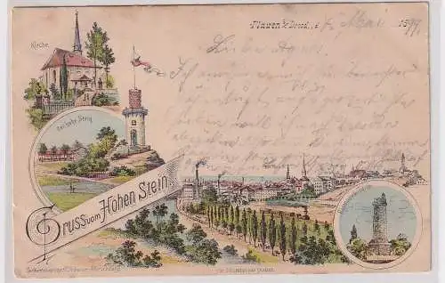 42070 Ak Lithographie Gruß vom Hohen Stein Plauen bei Dresden1899