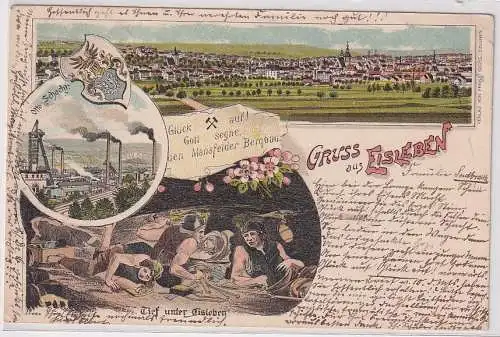 06275 Ak Lithographie Gruß aus Eisleben Otto Schacht usw. 1898