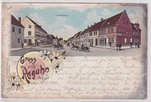 52729 Ak Lithographie Gruß aus Raguhn in Anhalt Hauptstrass 1900