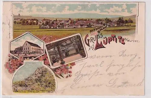 17349 Ak Lithographie Gruß aus Lüptitz bei Wurzen Gasthof 1905