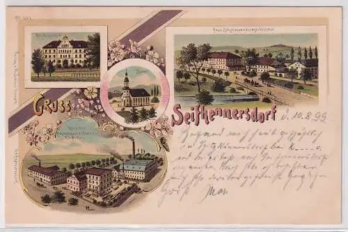 67609 Ak Lithographie Gruß aus Seifhennersdorf Kriegerdenkmal usw. 1899