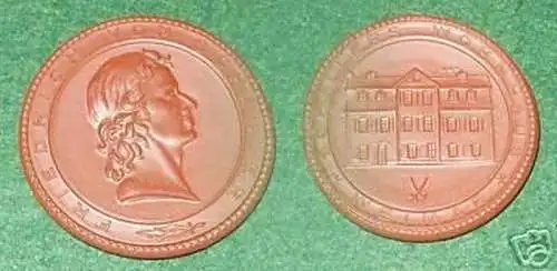 schöne Porzellanmedaille Schillers Wohnhaus Weimar