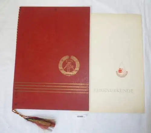 DDR Urkunde zur Ehrennadel für Rotkreuzblutspenden Eisleben 1977