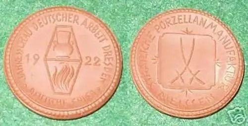 schöne Porzellanmedaille Jahresschau Dresden 1922