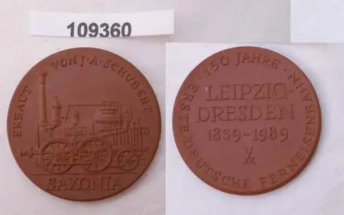 Porzellan Medaille Meißen Saxonia Lokomotive 1989 (109360)