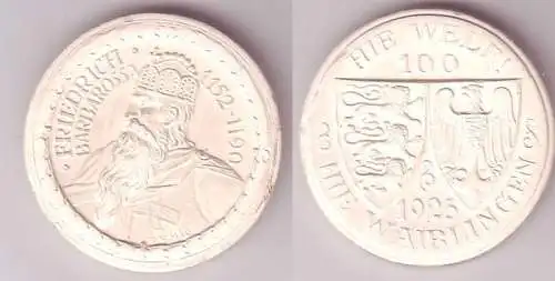 alte weiße Porzellan Medaille Welfen Serie "Friedrich Barbarossa" 1923