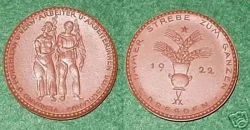 schöne Porzellanmedaille Porzellan Verband Dresden 1922