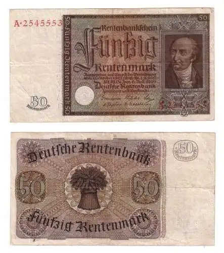 Banknote 50 Rentenmark 1934 Rosenberg Nr. 165 (108165)