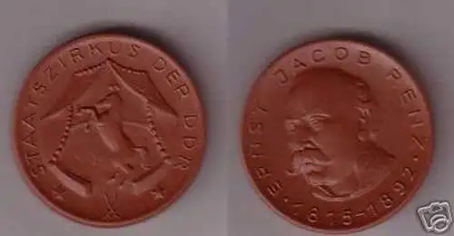 rare Porzellanmedaille Staatszirkus der DDR mit Pferd