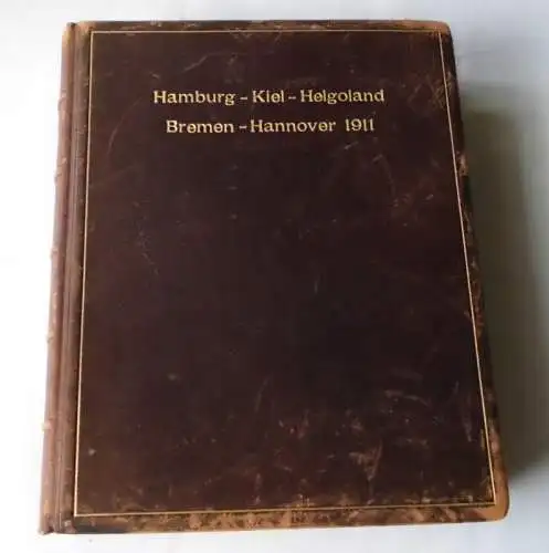 Original Leder Album Hamburg Kiel Helgoland Bremen Hannover 1911 (116368)