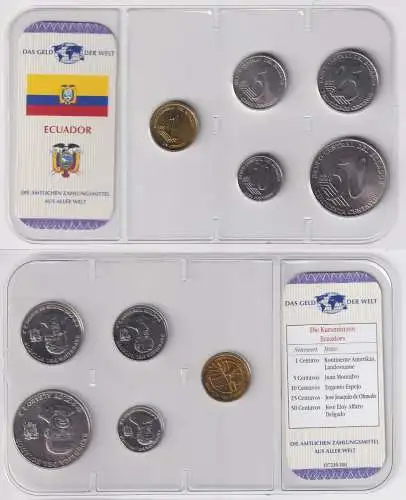 Kursmünzsatz Das Geld der Welt KMS 5 Münzen Ecuador Stgl. im Blister (170388)