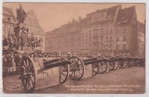 58852 Feldpost Ak Leipzig - 6 erbeutete englische Geschütze vor Siegesdenkmal