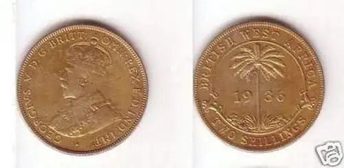 2 Schilling Münze Britisch Westafrika Nigeria 1936