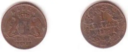 1 Kreuzer Kupfer Scheide Münze Baden 1863