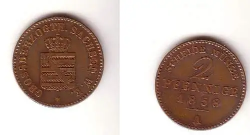 2 Pfennige Kupfer Münze Sachsen Weimar Eisenach 1858 A ss