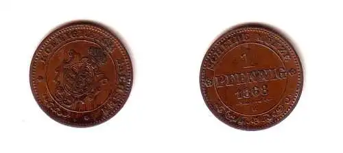 1 Pfennig Kupfer Münze Sachsen 1868 B ss+
