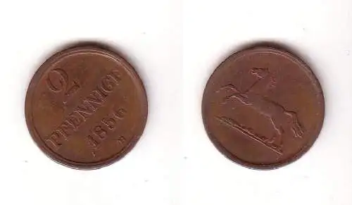 2 Pfennige Kupfer Münze Braunschweig Wolfenbüttel 1856 B ss