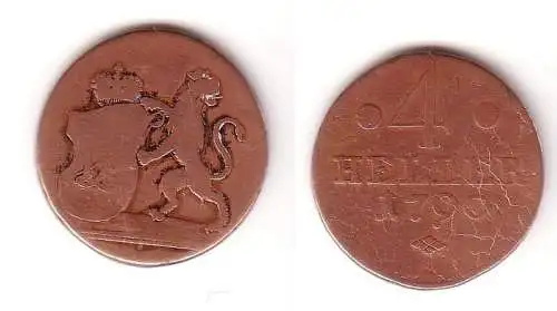 4 Heller Kupfer Münze Hessen Kassel 1790