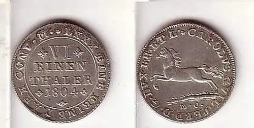 1/6 Taler Silber Münze Braunschweig Wolfenbüttel 1804