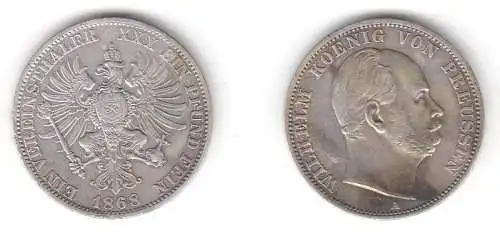 1 Vereinstaler Silber Münze Preussen 1868 A Wilhelm