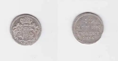1/48 Taler Silber Münze Kurfürstentum Sachsen Friedrich August II. 1756 (127340)
