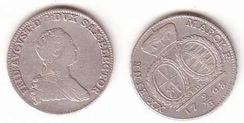 2/3 Taler Silber Münze Sachsen Friedrich August 1768 (MU0585)