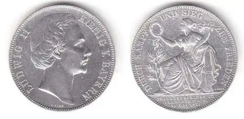 1 Siegestaler Silber Münze Bayern Ludwig II 1871 vz (105040)