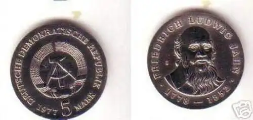 DDR Gedenk Münze 5 Mark Friedrich Ludwig Jahn 1977