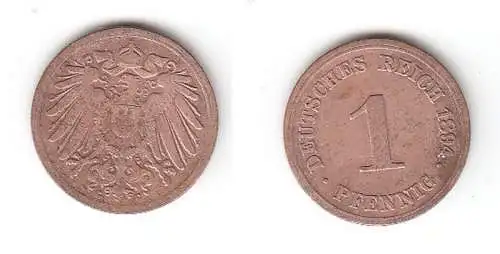 1 Pfennig Kupfer Münze Deutsches Reich 1894 G Jäger Nr.10 (112492)