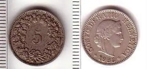 5 Rappen Nickel Münze Schweiz 1953