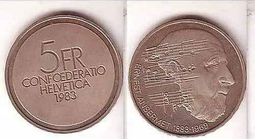 5 Franken Nickel Münze Schweiz Ernest Ansermet 1983