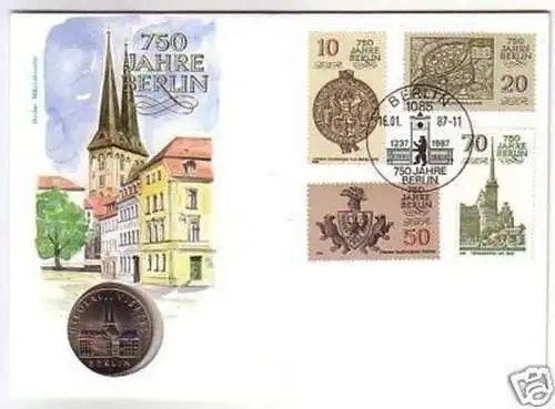 DDR Numisbrief 5 Mark Anti Berlin Nikolai Viertel 1987