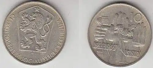 10 Kronen Silber Münze Tschechoslowakei 1964