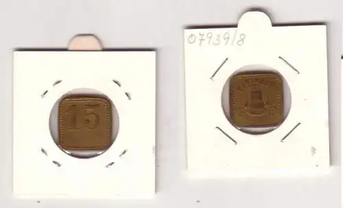 seltene Münze (ohne Ort) Leipzig 15 Privatnotgeld Messing Gasthaus Napoleonstein