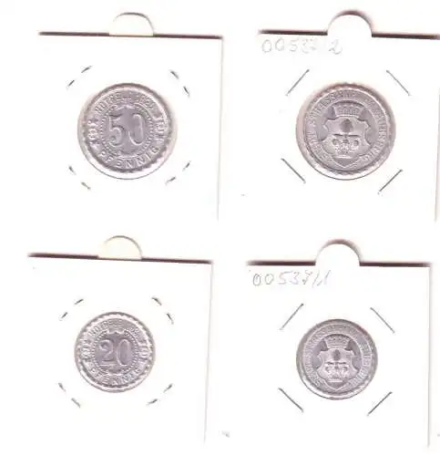 2 x Fahrmarken Städtische Strassenbahn Augsburg Aluminium 1920
