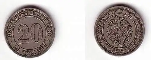 20 Pfennig Nickel Münze Kaiserreich 1888 D