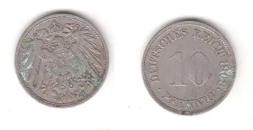 10 Reichspfennig Nickel Münze Deutsches Reich 1909 G, Jäger 13 (112292)
