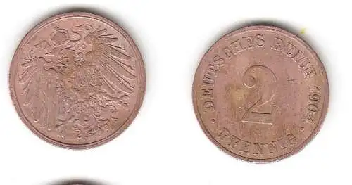 2 Pfennig Kupfer Münze Deutsches Reich 1904 J Jäger 11 (112437)