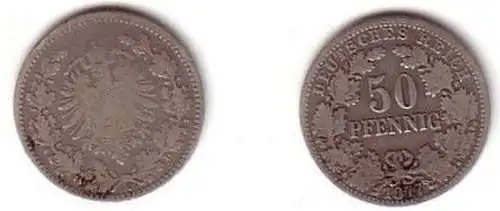 50 Pfennig Silber Münze Kaiserreich 1877 A