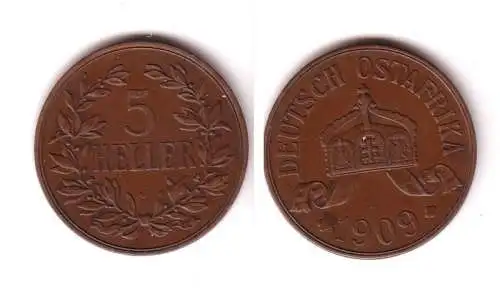 5 Heller Kupfer Muenze Deutsch Ost Afrika 1909 J