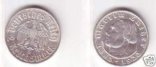 2 Mark Silber Münze Martin Luther 1933 J Jäger 352