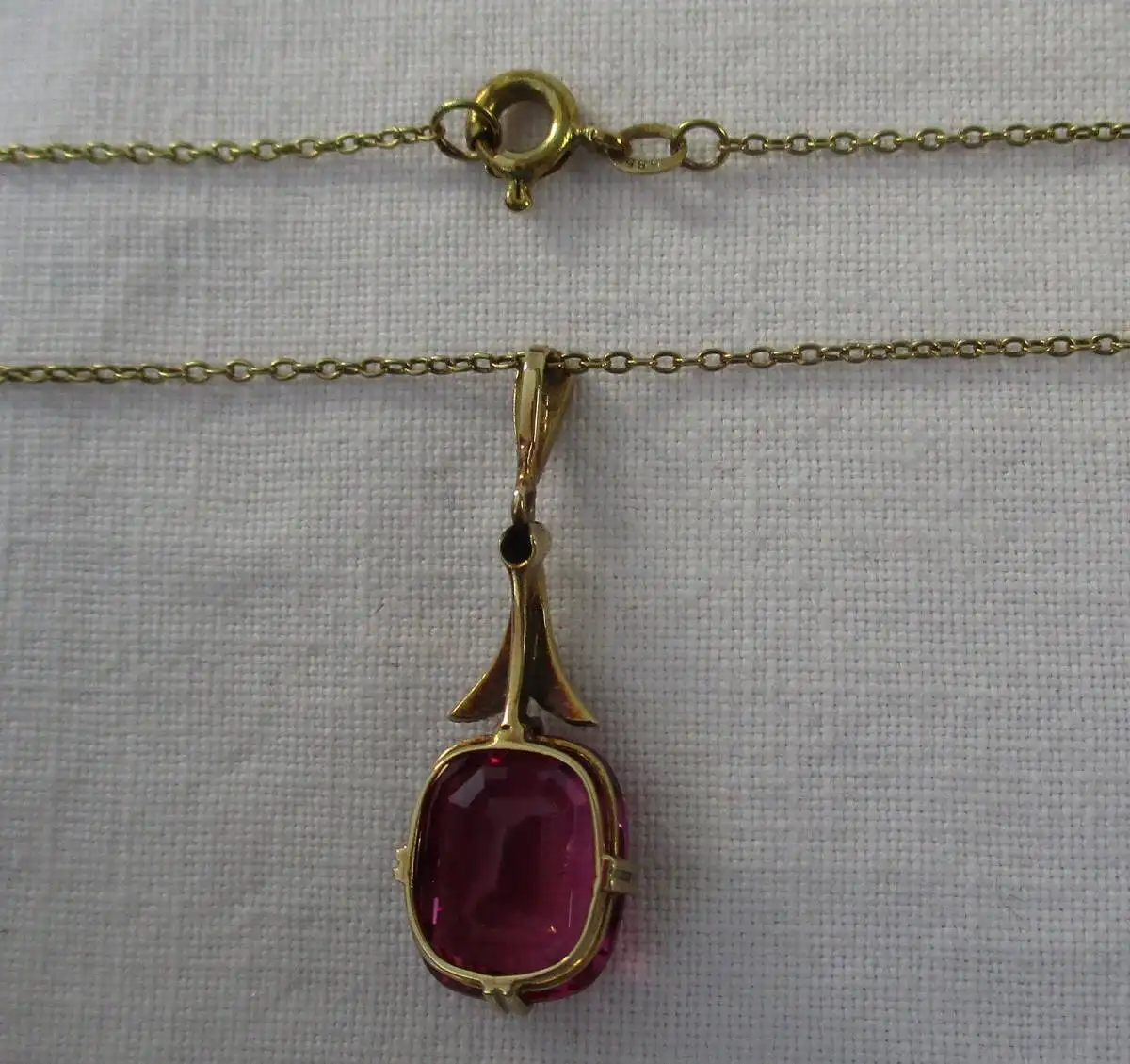 hochwertige 585er Gold Halskette mit riesigem Rubin Anhänger ca. 3,3 ct (110230) 2