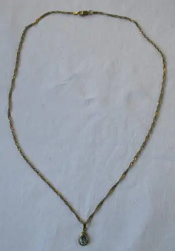 elegante 333er Gold Halskette mit blauem Topas Anhänger (114873)