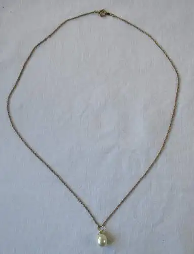 elegante 585er Gold Halskette mit Perlen Anhänger (118674)